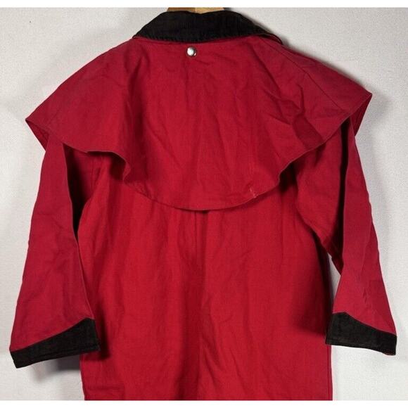 Sheyenne Red Rodeo Duster Coat Snap Button Corduroy Trim SZ 12 Western USA Made - Picture 10 of 11